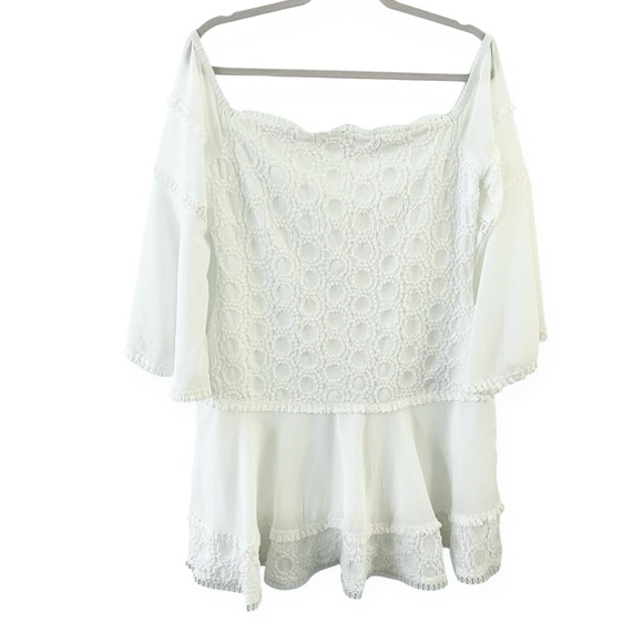 Venus women’s chiffon off the shoulder drop waist boho bell sleeve circle mini - Picture 3 of 8